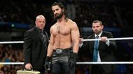 Seth Rollins as a heel working for the Authority flanked by his 'bodyguards' J and J Security